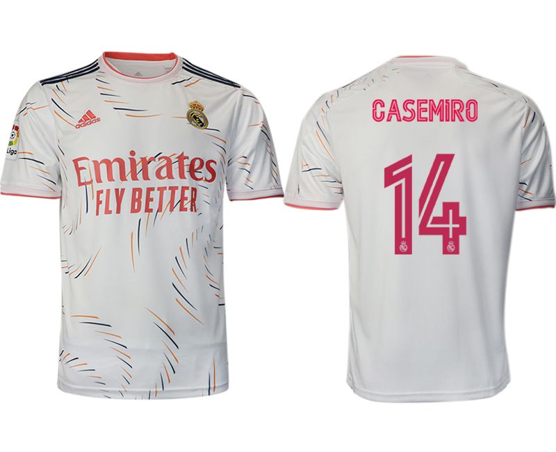 Men 2021-2022 Club Real Madrid home aaa version white #14 Adidas Soccer Jersey
